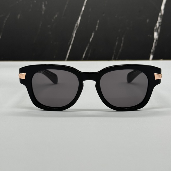 NEW GG1518S 001 GUCCI BLACK GOLD GREY SQUARE UNISEX SUNGLASSES - Picture 5 of 13